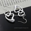 2015 Double Heart Shape Crystal Earring Plating Silver Earring Fashion Earring Designs New Model Earrings DS005